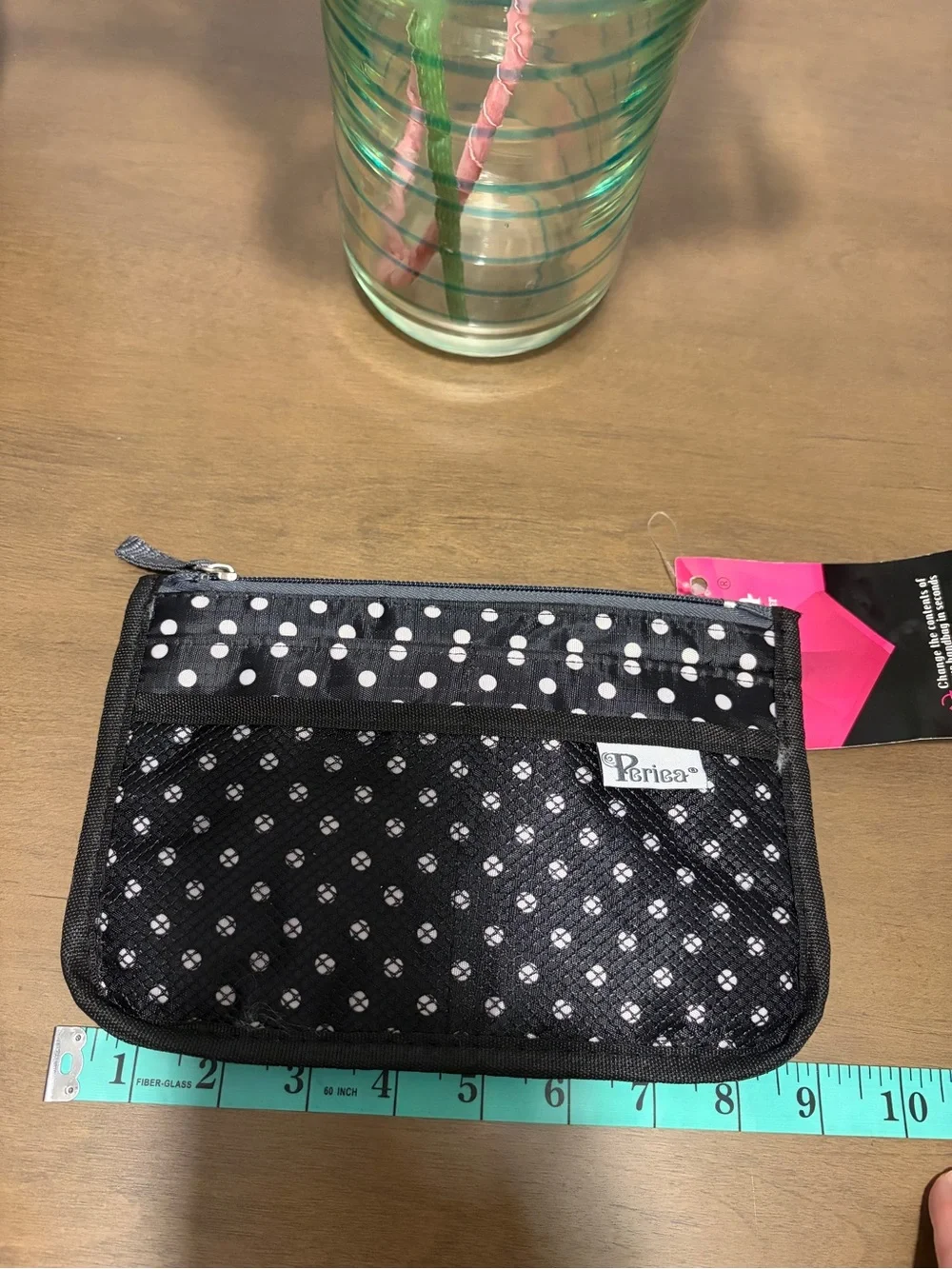 Periea Chelsy Purse Handbag Organizer Black White Polka Dot NWT